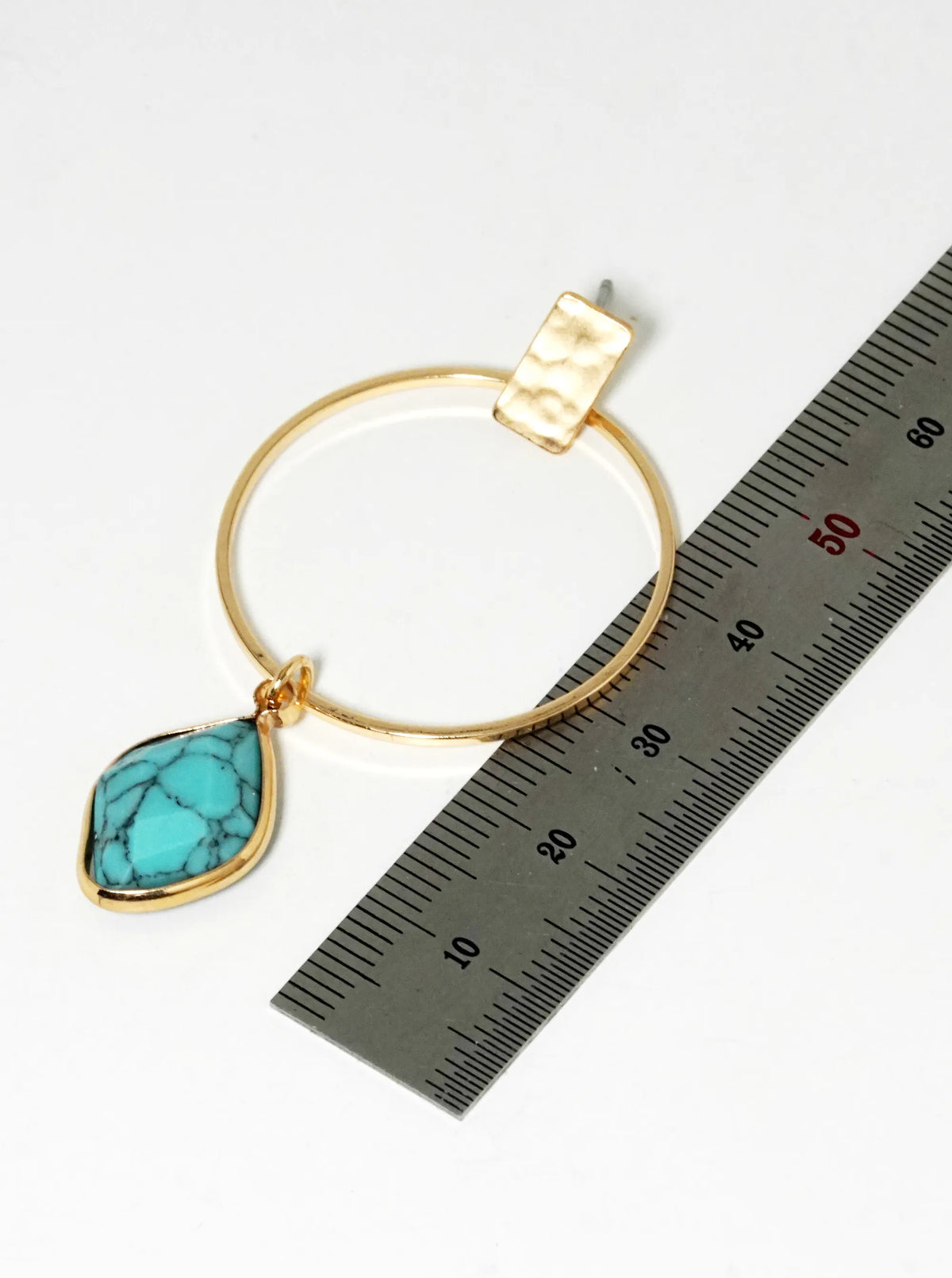 Faceted Semi-Precious Natural Stone Drop Delicate Circle Earrings