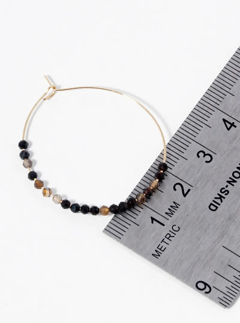 Faceted Semi-Precious Stone Beads 30mm Wire Hoop Earrings