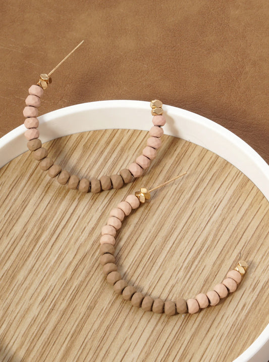 Faceted Silicone Beaded 40mm Open Hoop Earrings