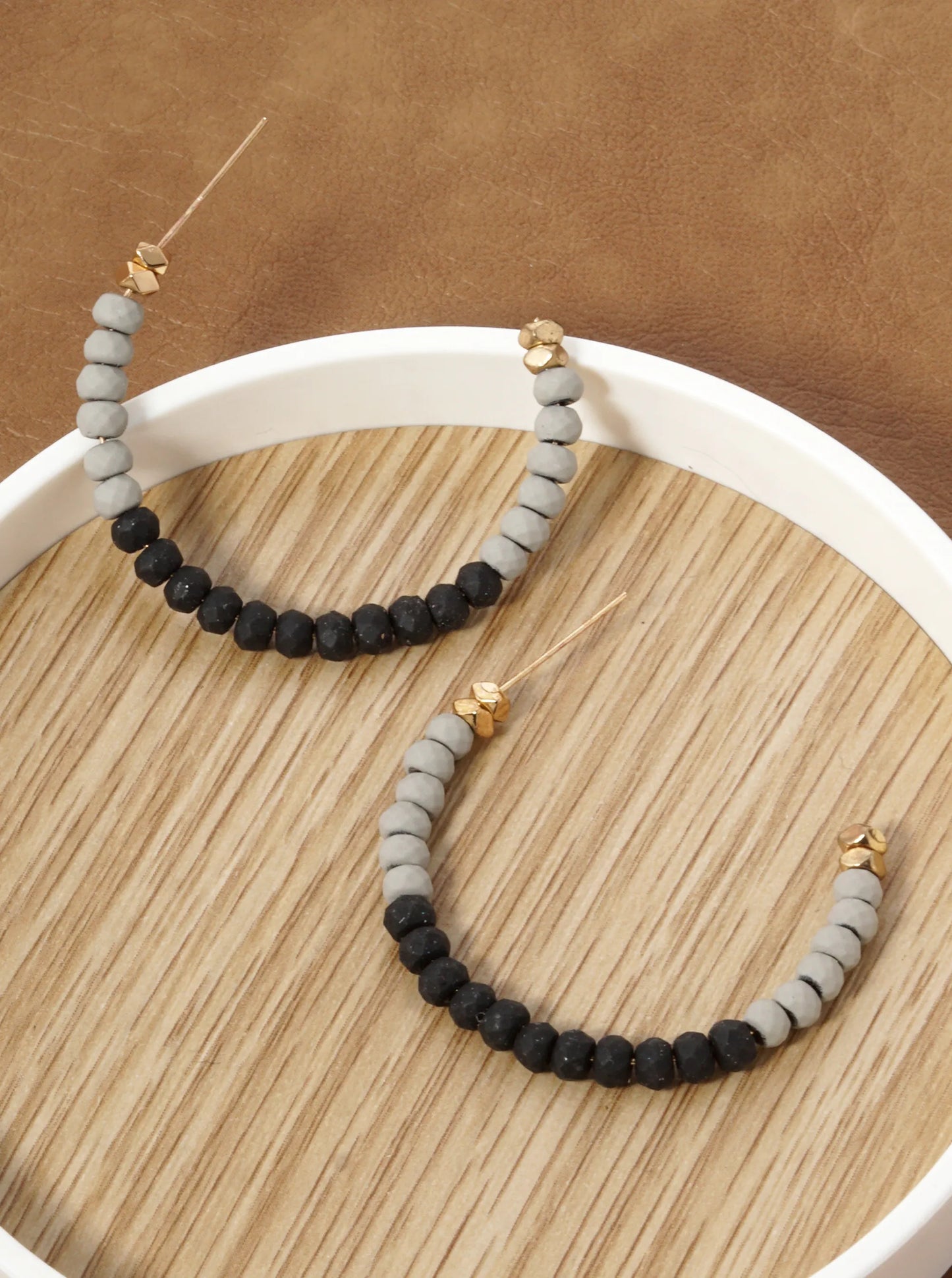 Faceted Silicone Beaded 40mm Open Hoop Earrings