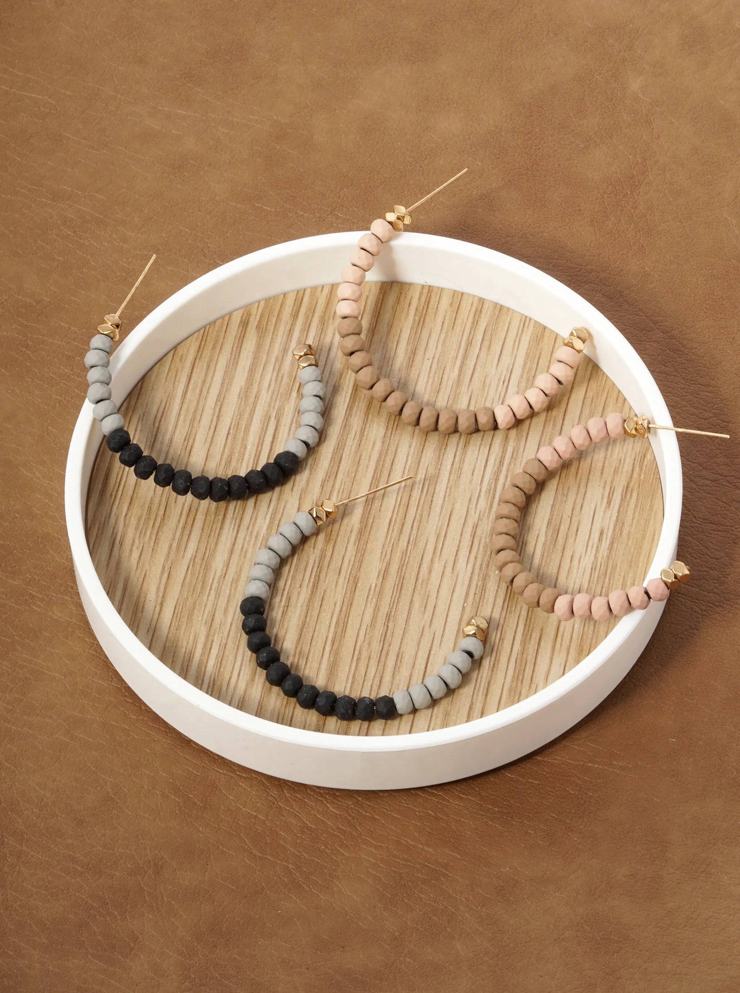 Faceted Silicone Beaded 40mm Open Hoop Earrings
