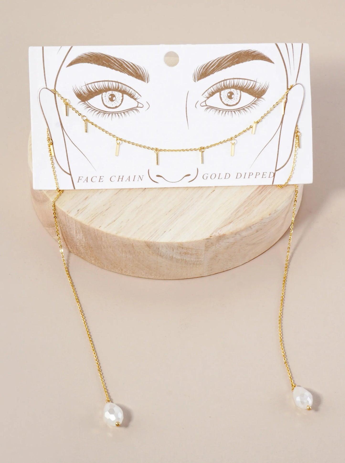 Faceted Teardrop-Shaped Glass-Beads Drop 18K-Gold-Dipped Face-Chain