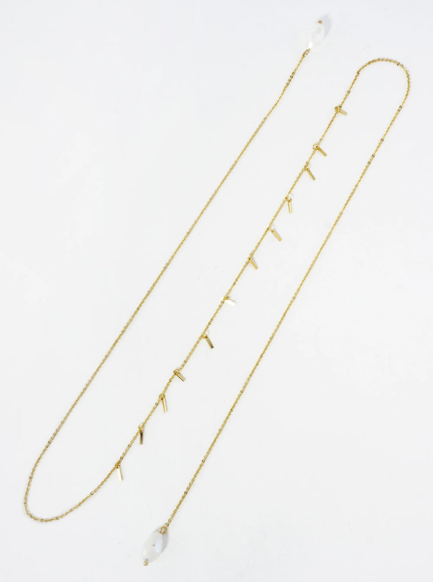 Faceted Teardrop-Shaped Glass-Beads Drop 18K-Gold-Dipped Face-Chain