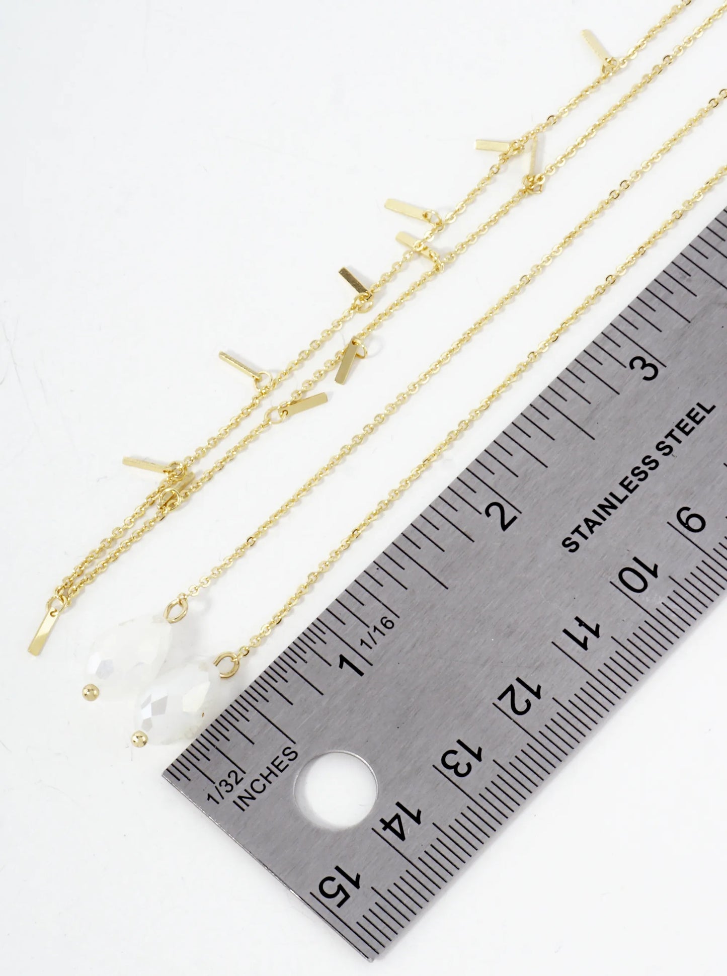 Faceted Teardrop-Shaped Glass-Beads Drop 18K-Gold-Dipped Face-Chain