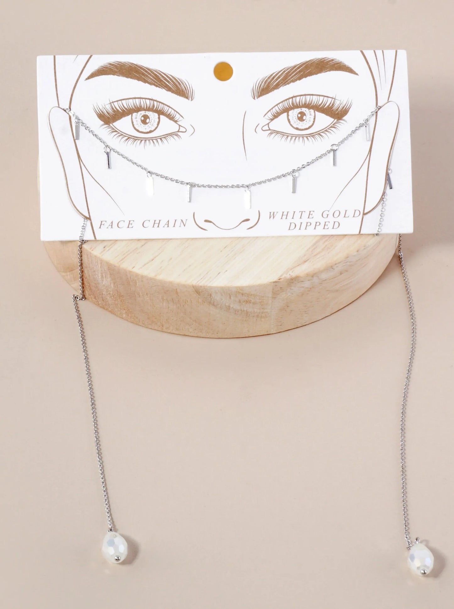 Faceted Teardrop-Shaped Glass-Beads Drop 18K-Gold-Dipped Face-Chain