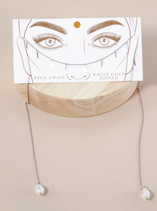 Faceted Teardrop-Shaped Glass-Beads Drop 18K-Gold-Dipped Face-Chain