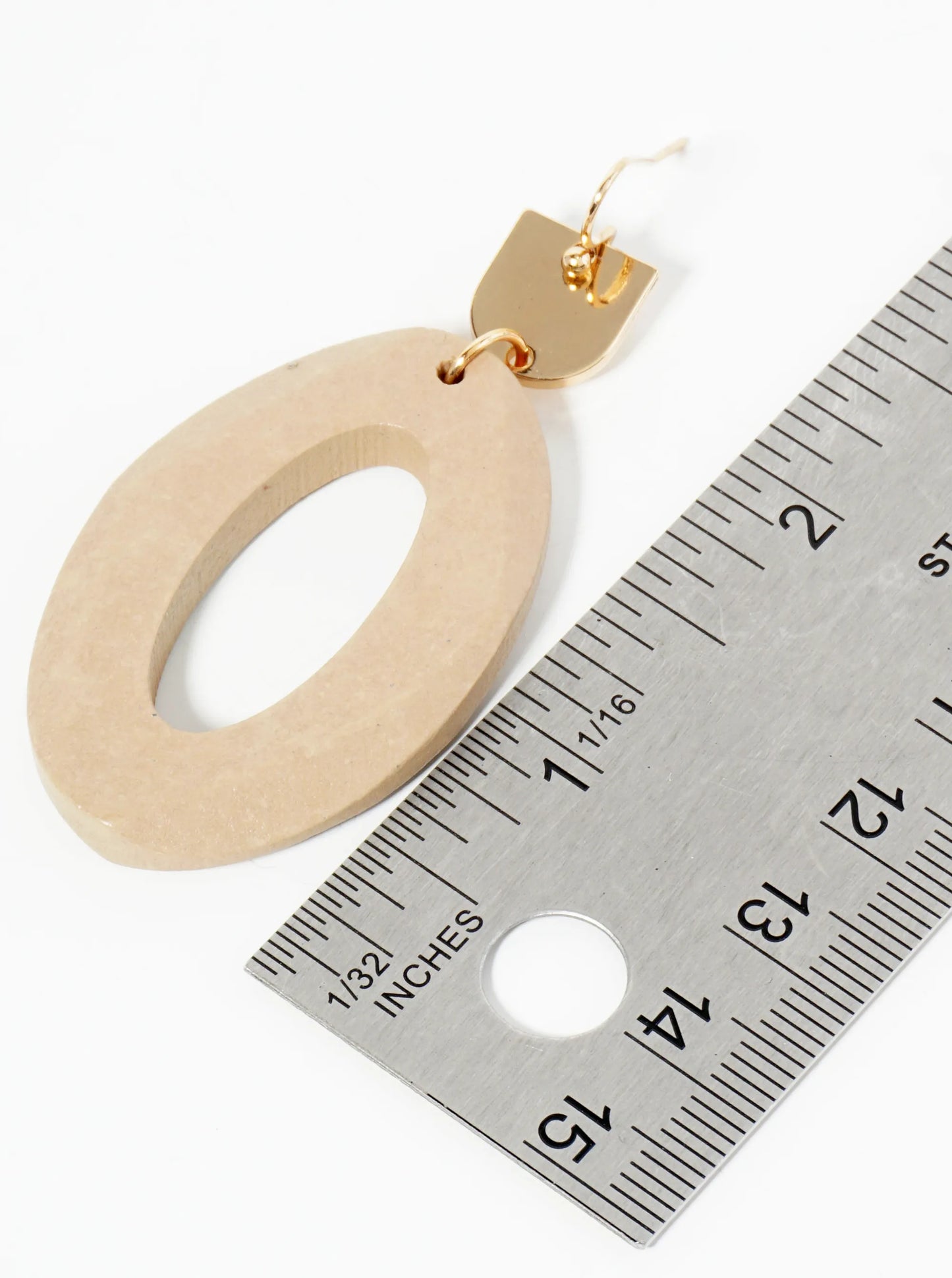 Faceted Wooden Oval Dangle Drop Earrings