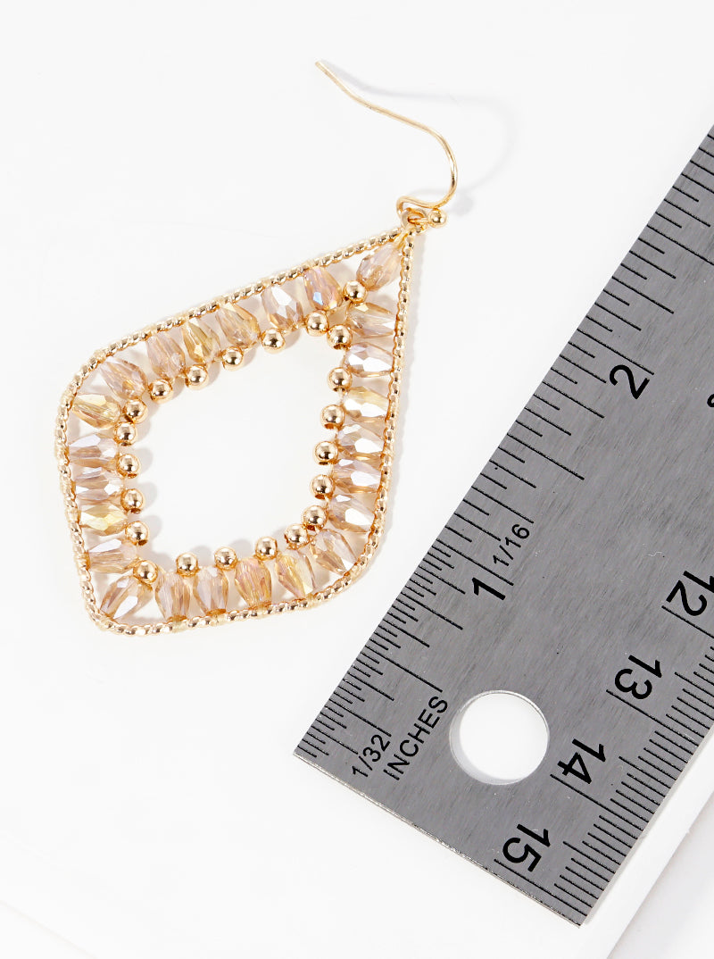 Faceted Beaded Marquise Dangle Drop Earrings