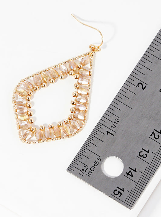 Faceted Beaded Marquise Dangle Drop Earrings