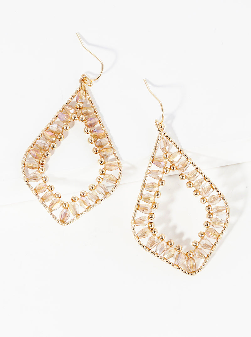 Faceted Beaded Marquise Dangle Drop Earrings
