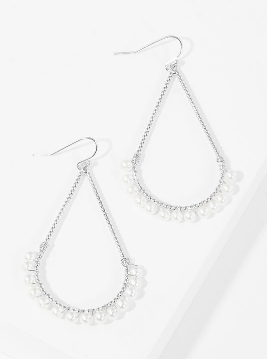 Faceted Glass Bead Wire Wrapped Teardrop Dangle Earrings