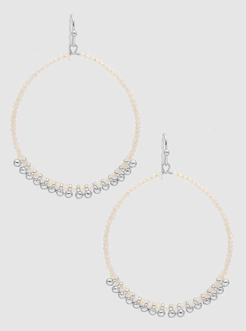 Faceted Glass Beaded Circle Wire Dangle Drop Earrings