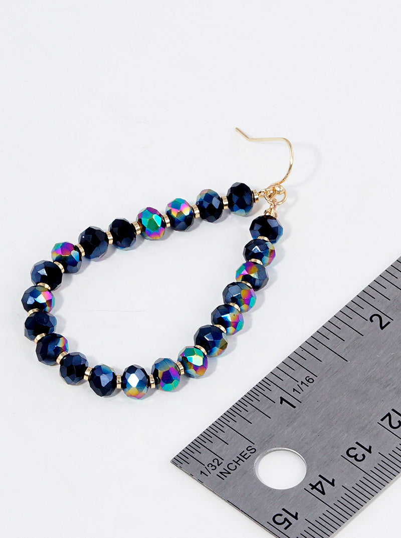 Faceted Glass Beaded Teardrop Dangle Earrings