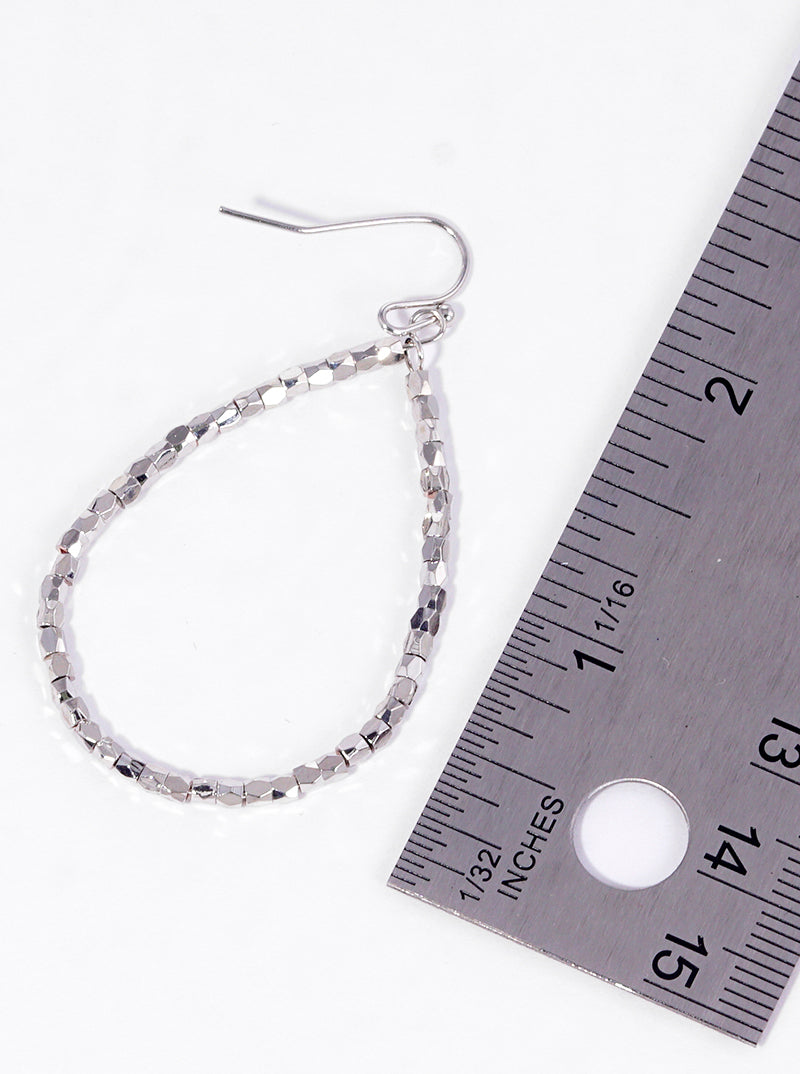 Faceted Metallic Beaded Teardrop Dangle Earrings