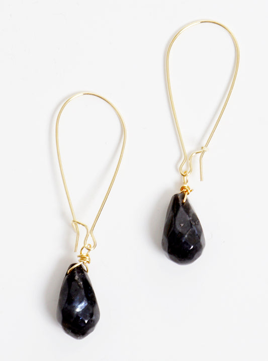 Faceted Semi-precious Natural Stone Teardrop Dangle Drop Earrings