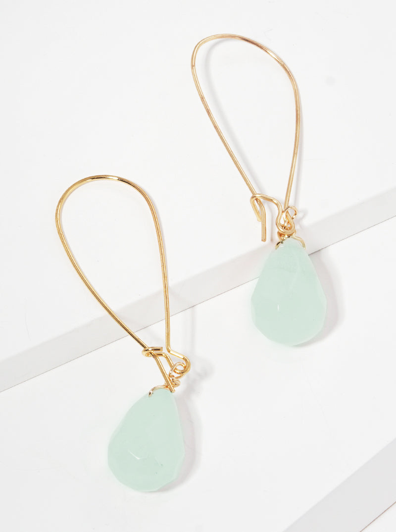 Faceted Semi-precious Natural Stone Teardrop Dangle Drop Earrings