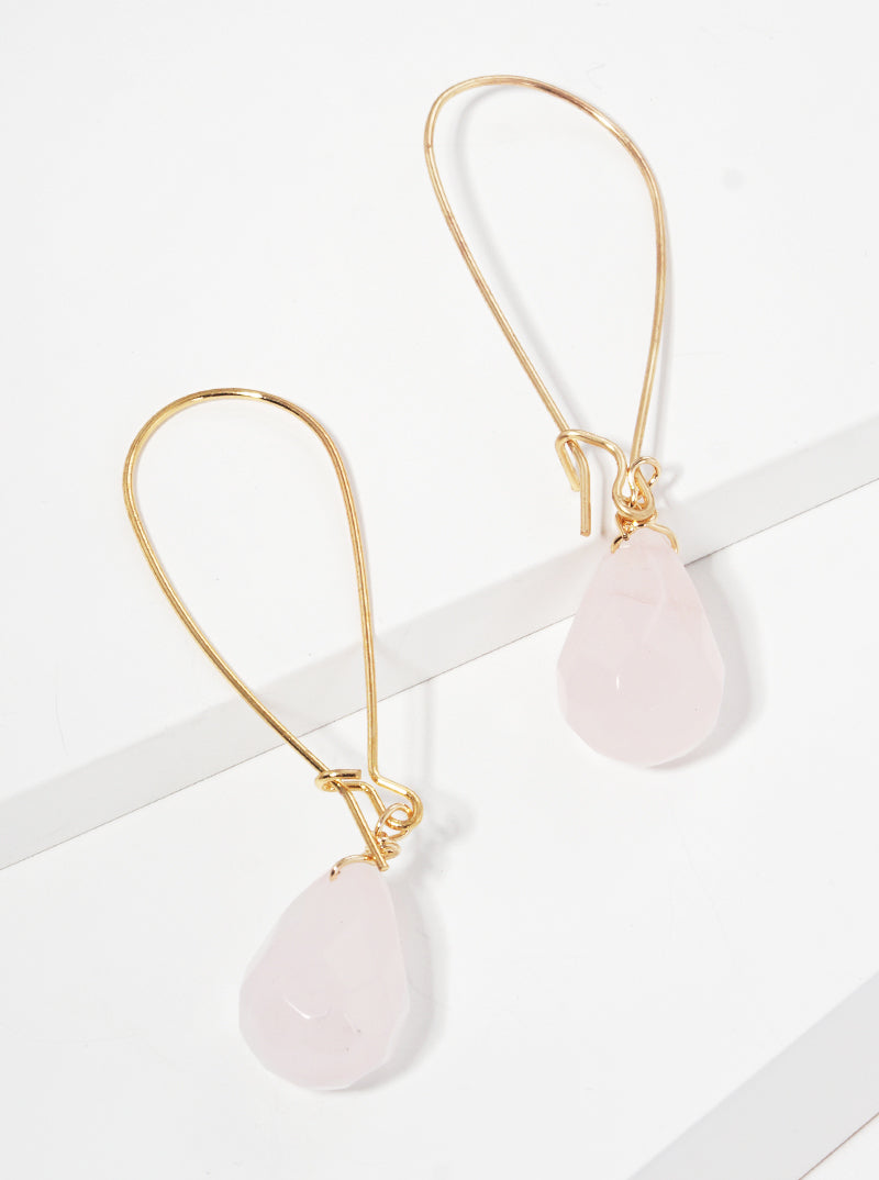 Faceted Semi-precious Natural Stone Teardrop Dangle Drop Earrings