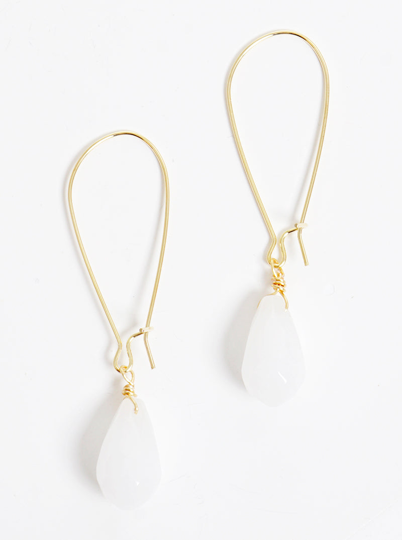 Faceted Semi-precious Natural Stone Teardrop Dangle Drop Earrings