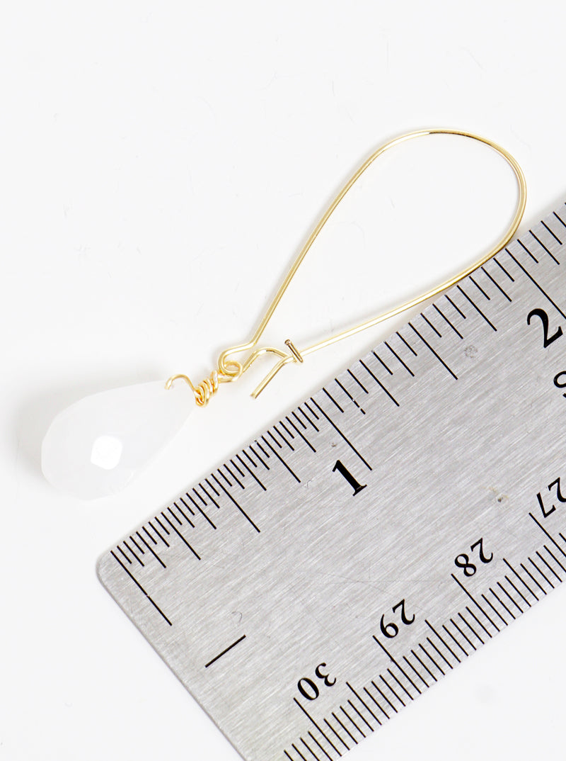 Faceted Semi-precious Natural Stone Teardrop Dangle Drop Earrings