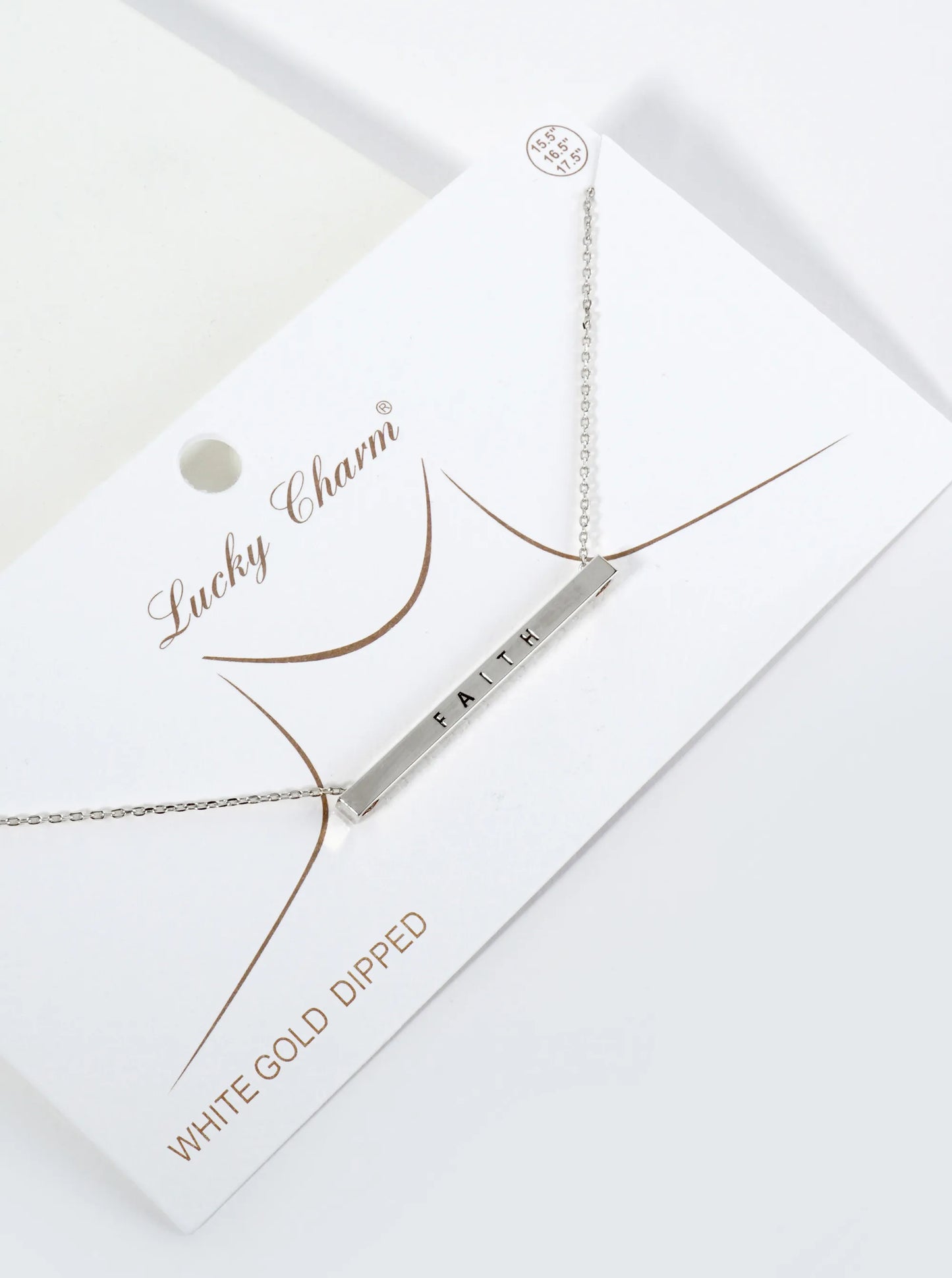Faith Engraved 18K Gold Dipped Horizontal Brass Bar Pendant Inspirational Necklace
