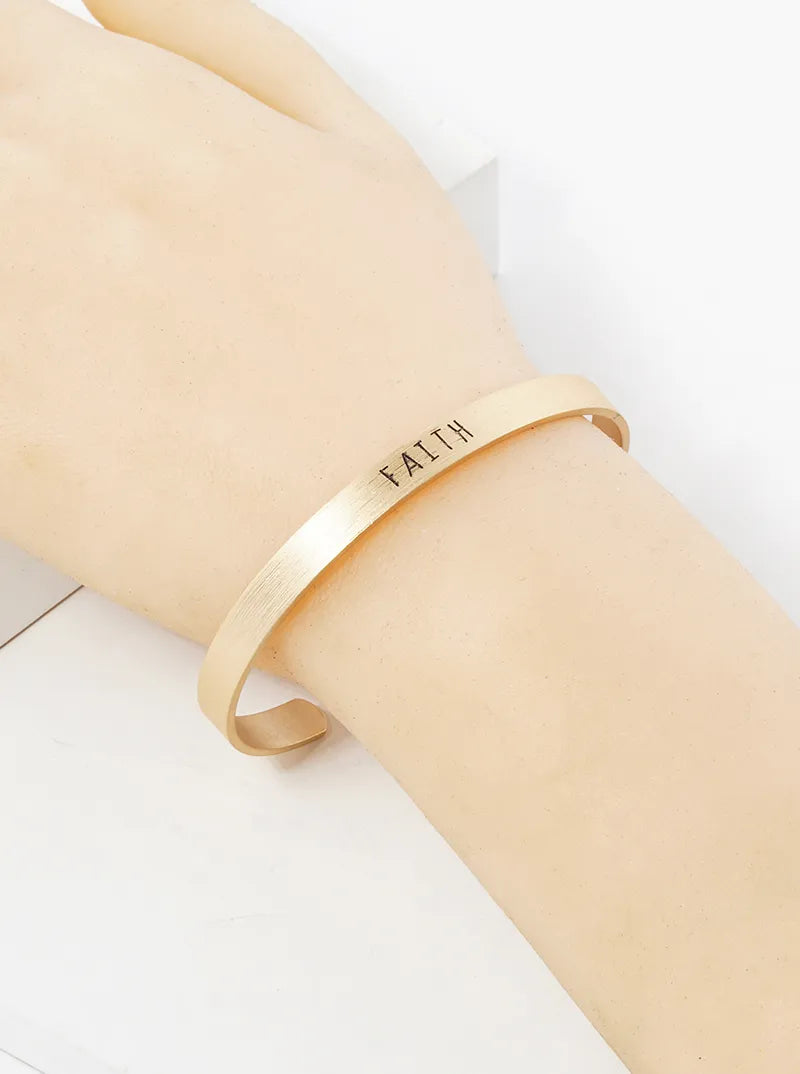 Faith Engraved Inspirational Cuff Bracelet