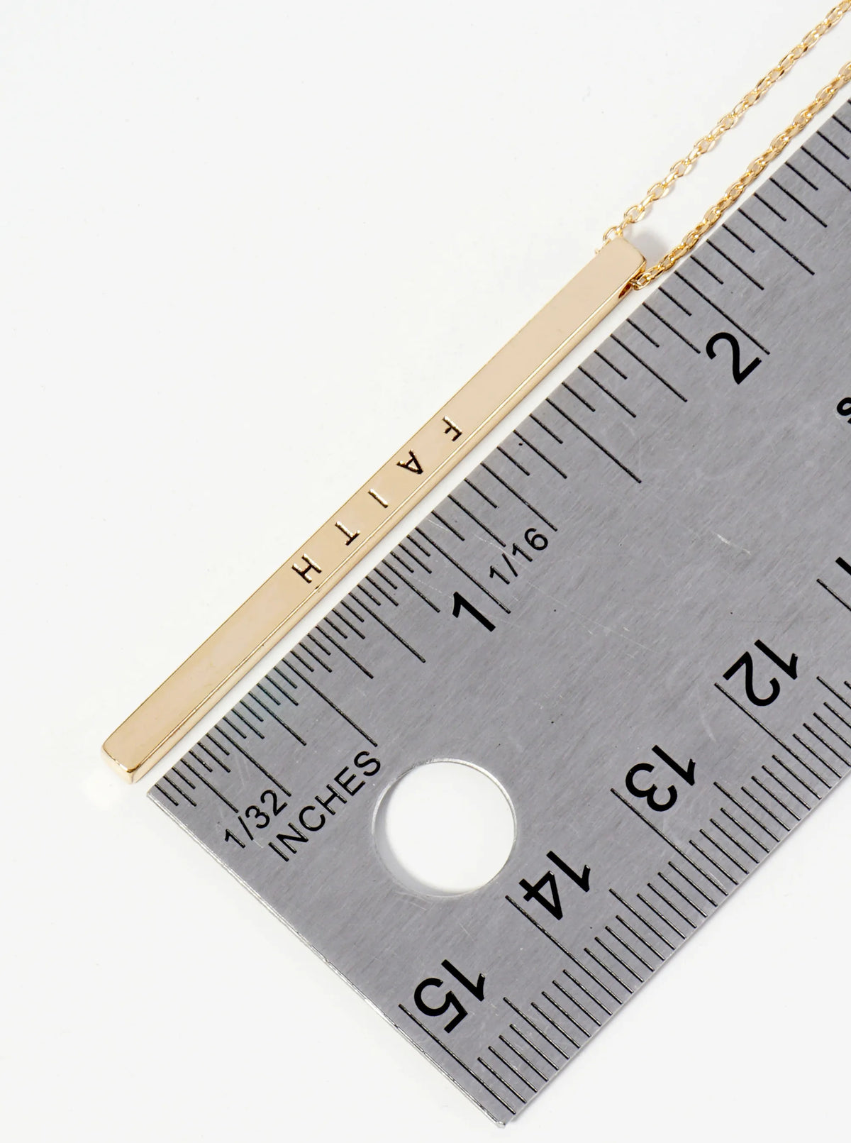 Faith Engraved Vertical Bar Pendant Inspirational Necklace