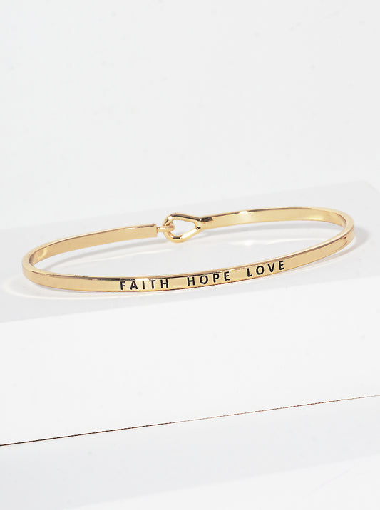 Faith Hope Love Engraved Inspirational Bangle Bracelet
