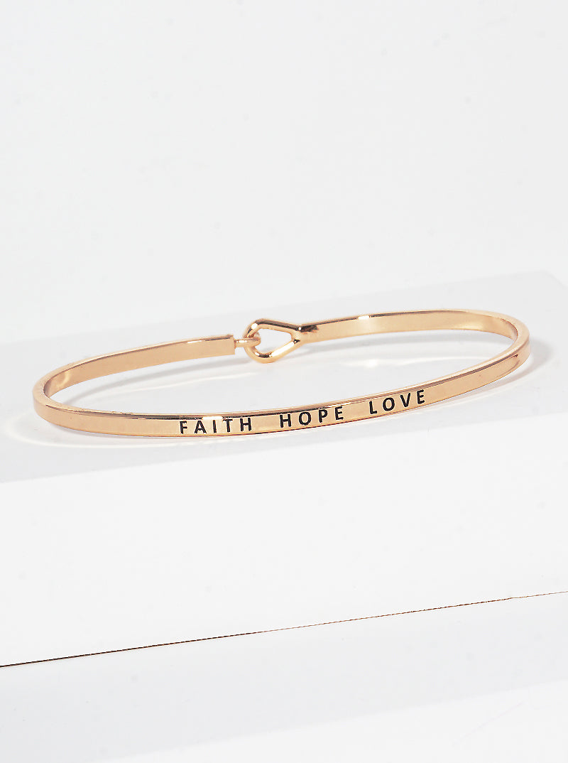 Faith Hope Love Engraved Inspirational Bangle Bracelet