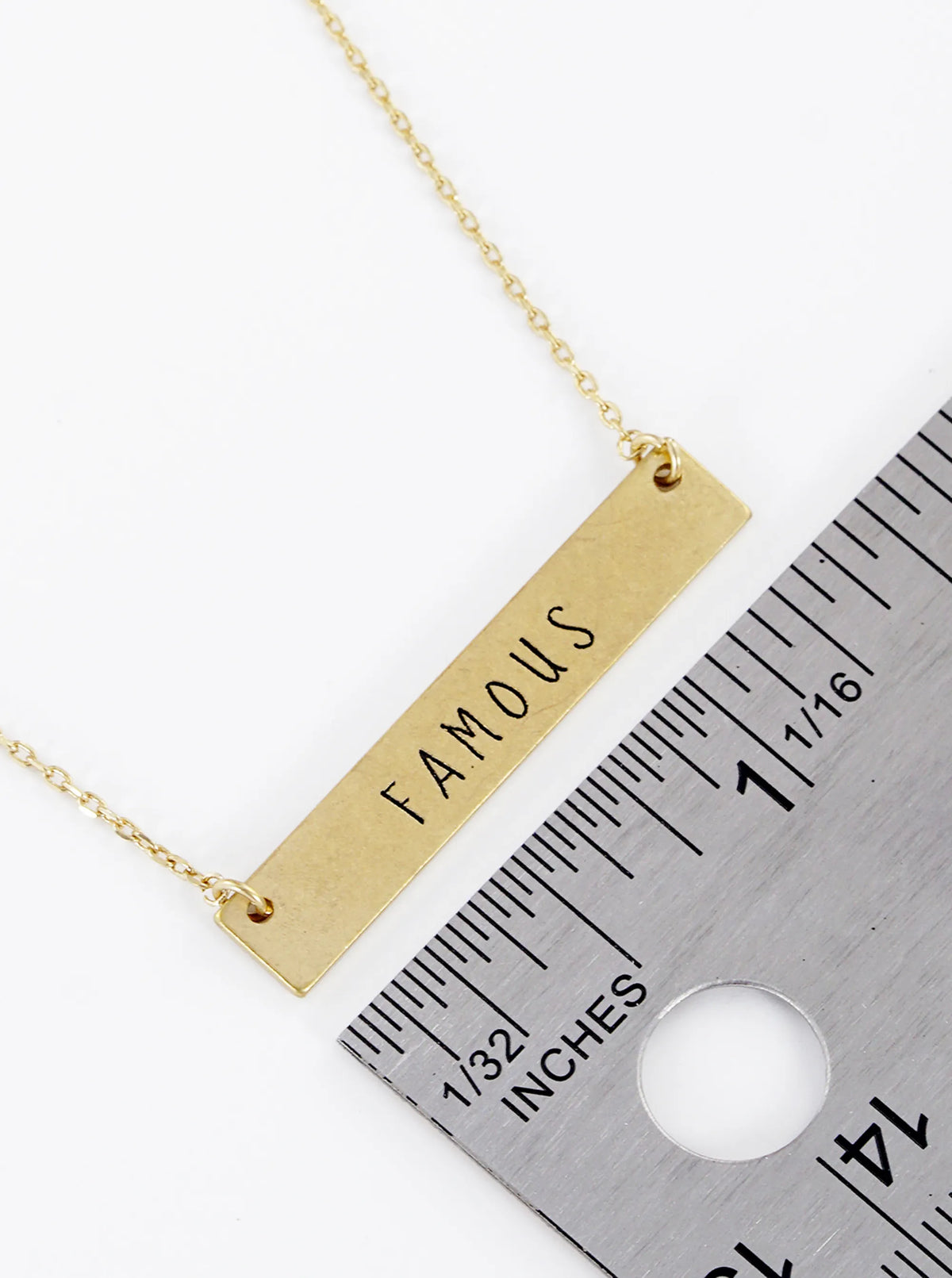 Famous Engraved Horizontal Bar Pendant Necklace