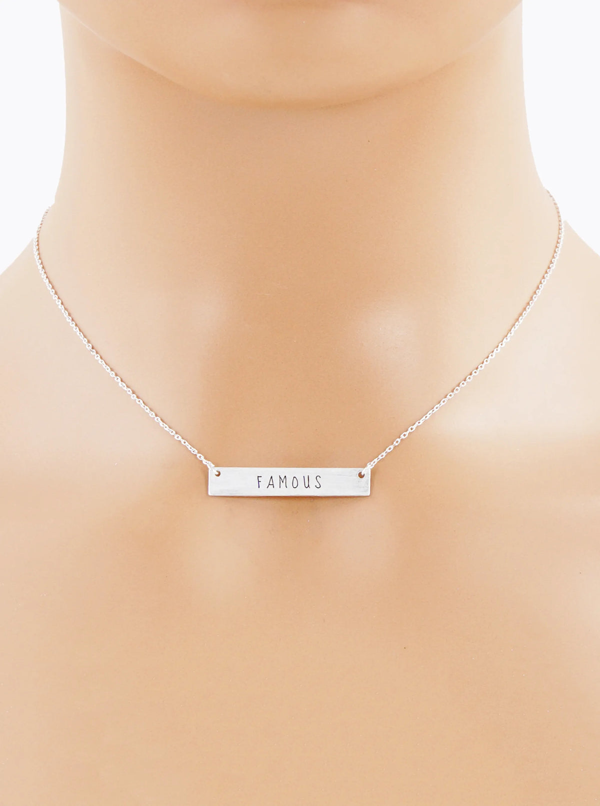 Famous Engraved Horizontal Bar Pendant Necklace