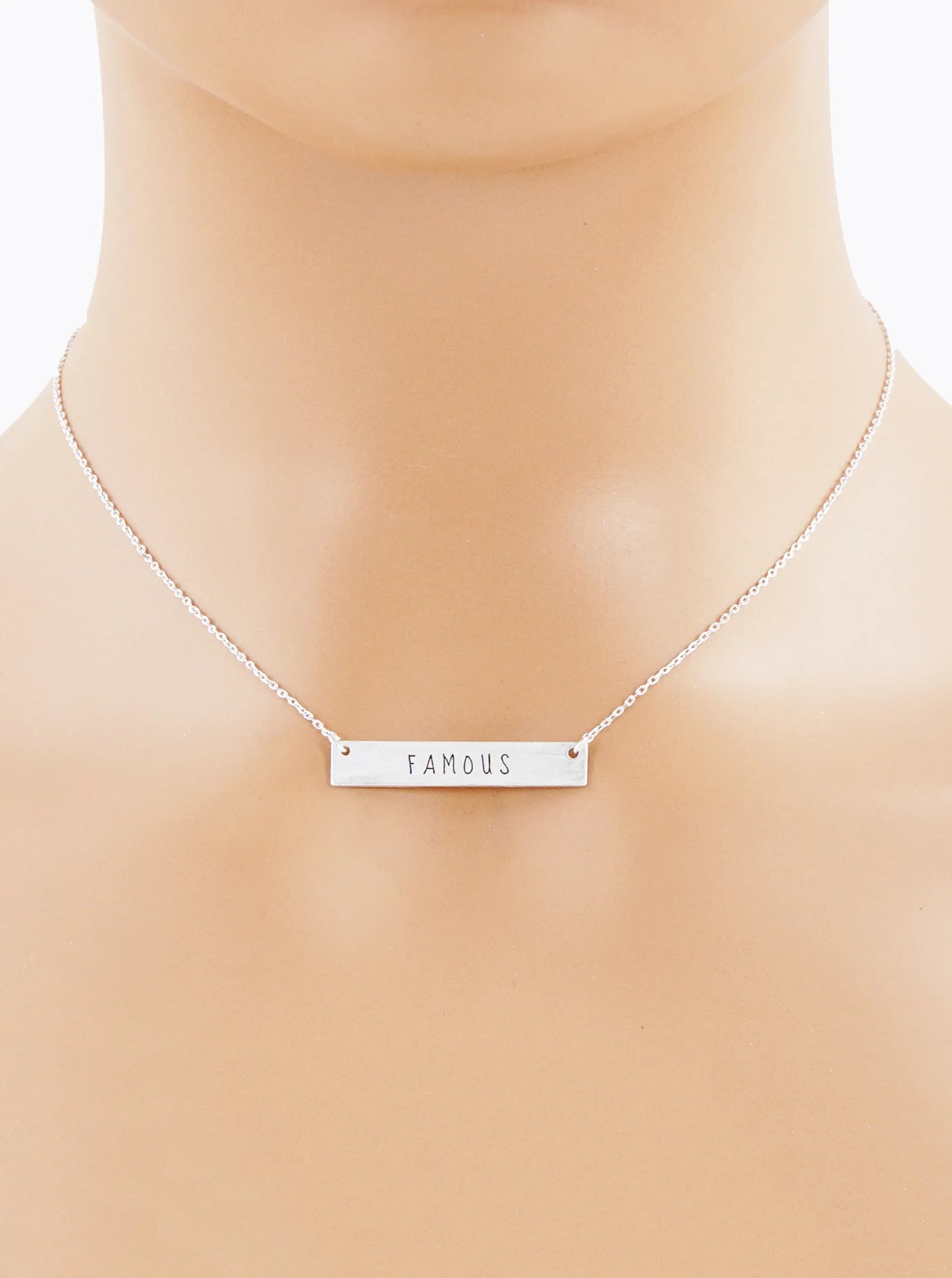Famous Engraved Horizontal Bar Pendant Necklace