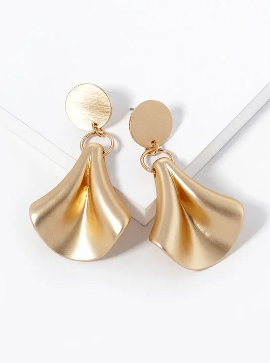 Fan Shaped Metal Drop Dangle Earrings