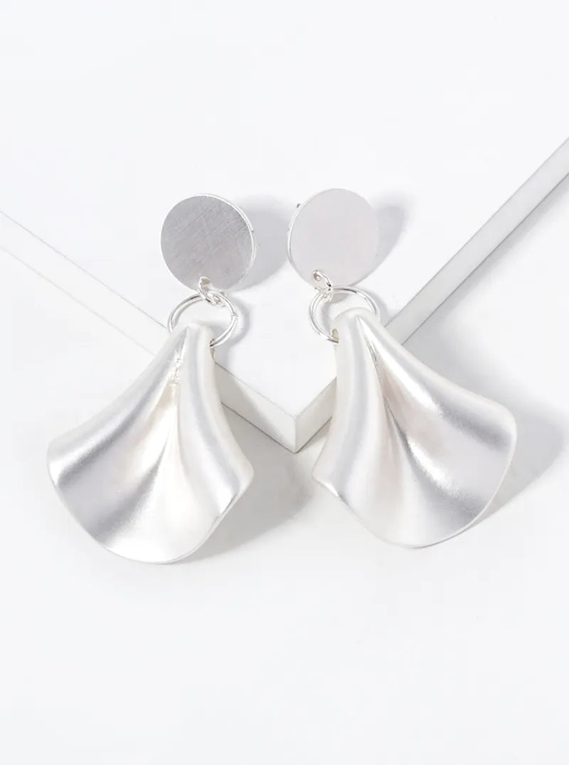 Fan Shaped Metal Drop Dangle Earrings