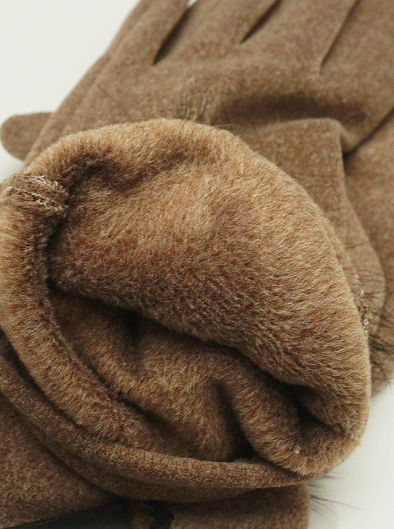Faux Fur Pom Pom Fleece Touchscreen Gloves