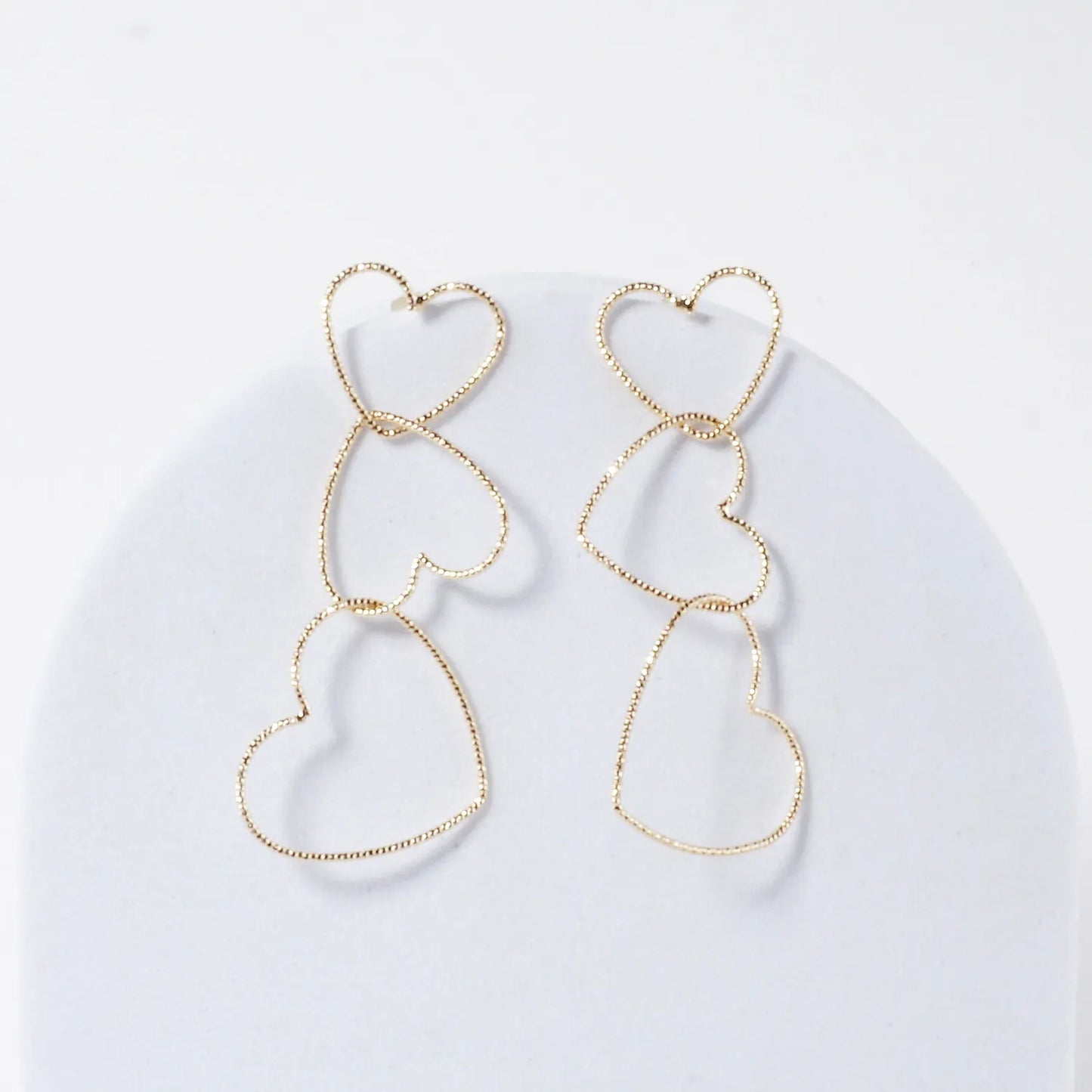 Feather Light PPF Brass Hearts Dangle Earrings