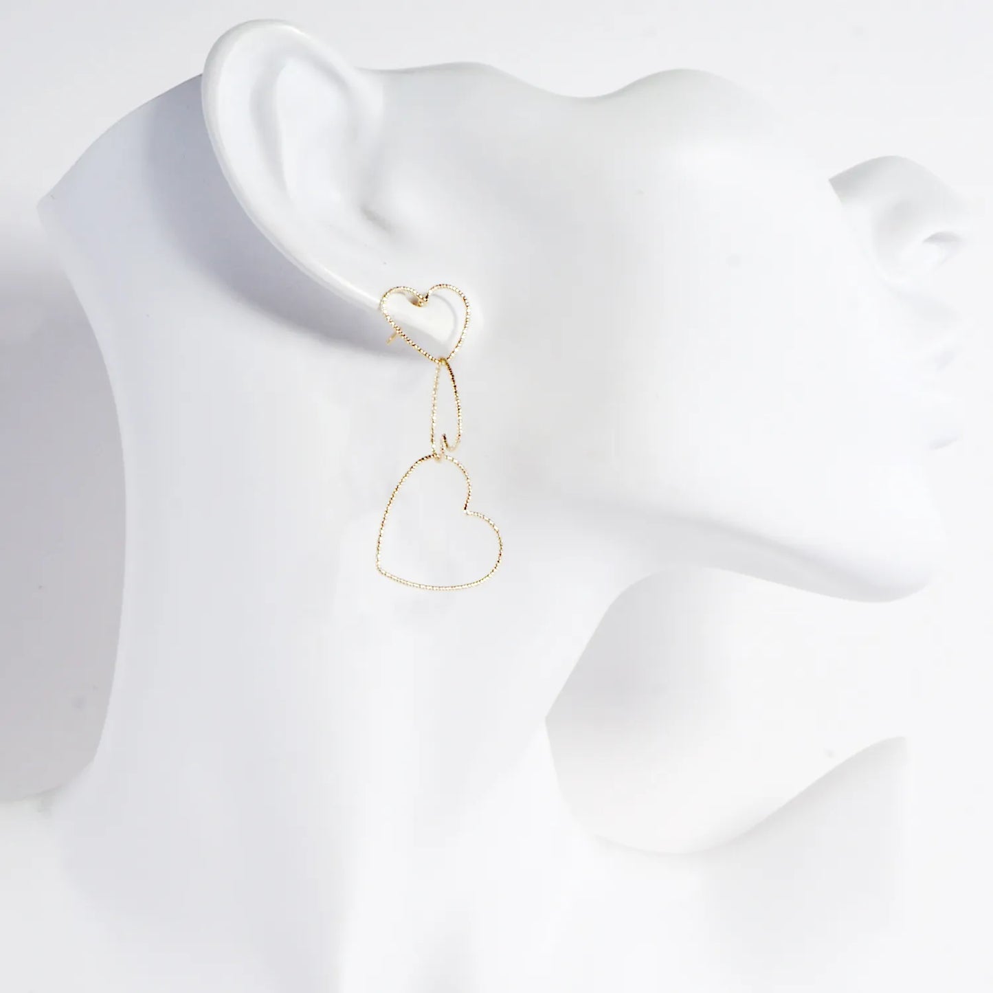 Feather Light PPF Brass Hearts Dangle Earrings