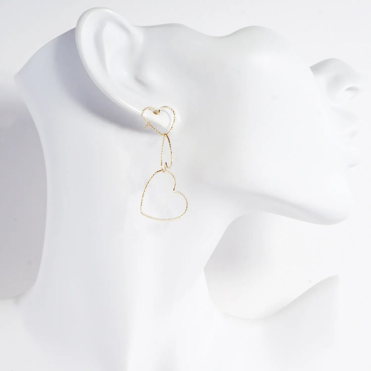 Feather Light PPF Brass Hearts Dangle Earrings