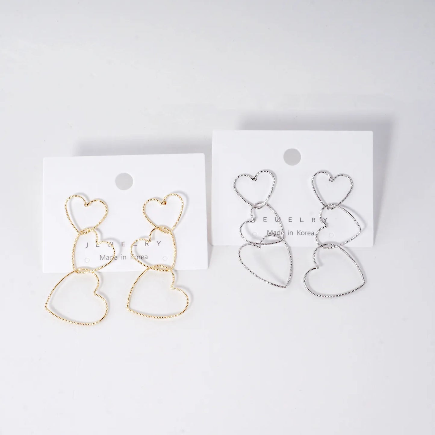 Feather Light PPF Brass Hearts Dangle Earrings