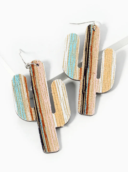 Feather-light Colorful Cactus Cork Earrings