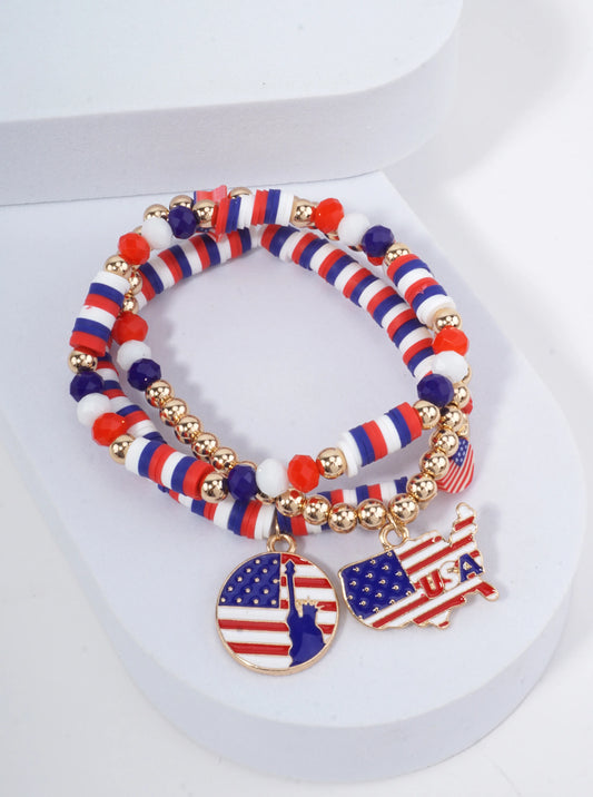 Festival Red White Blue Stretch Bracelet
