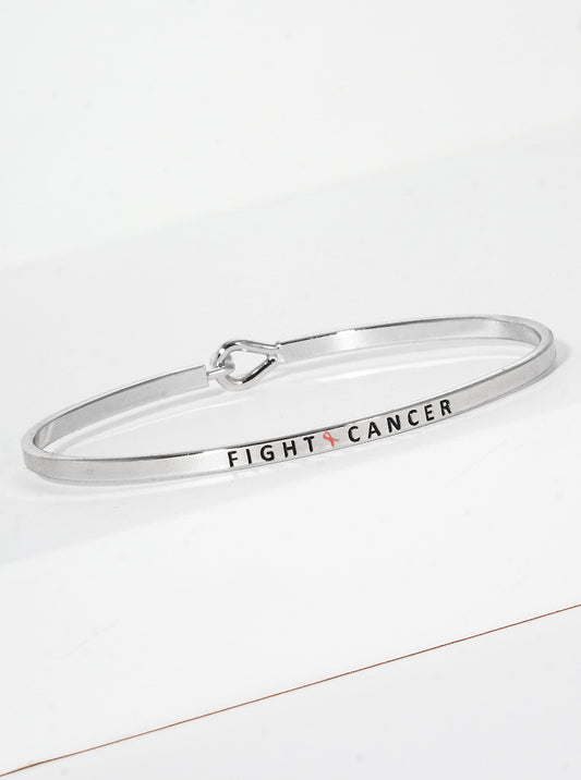 Fight Cancer Engraved Inspirational Bangle Bracelet