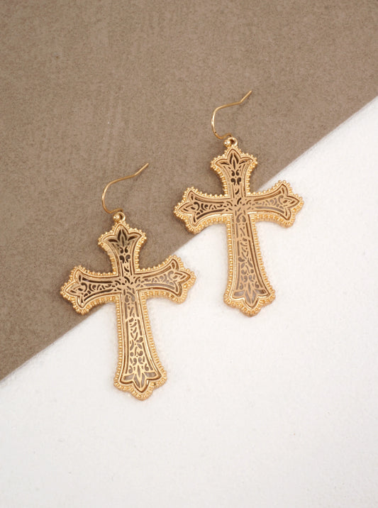 Filigree Cross Dangle Earrings