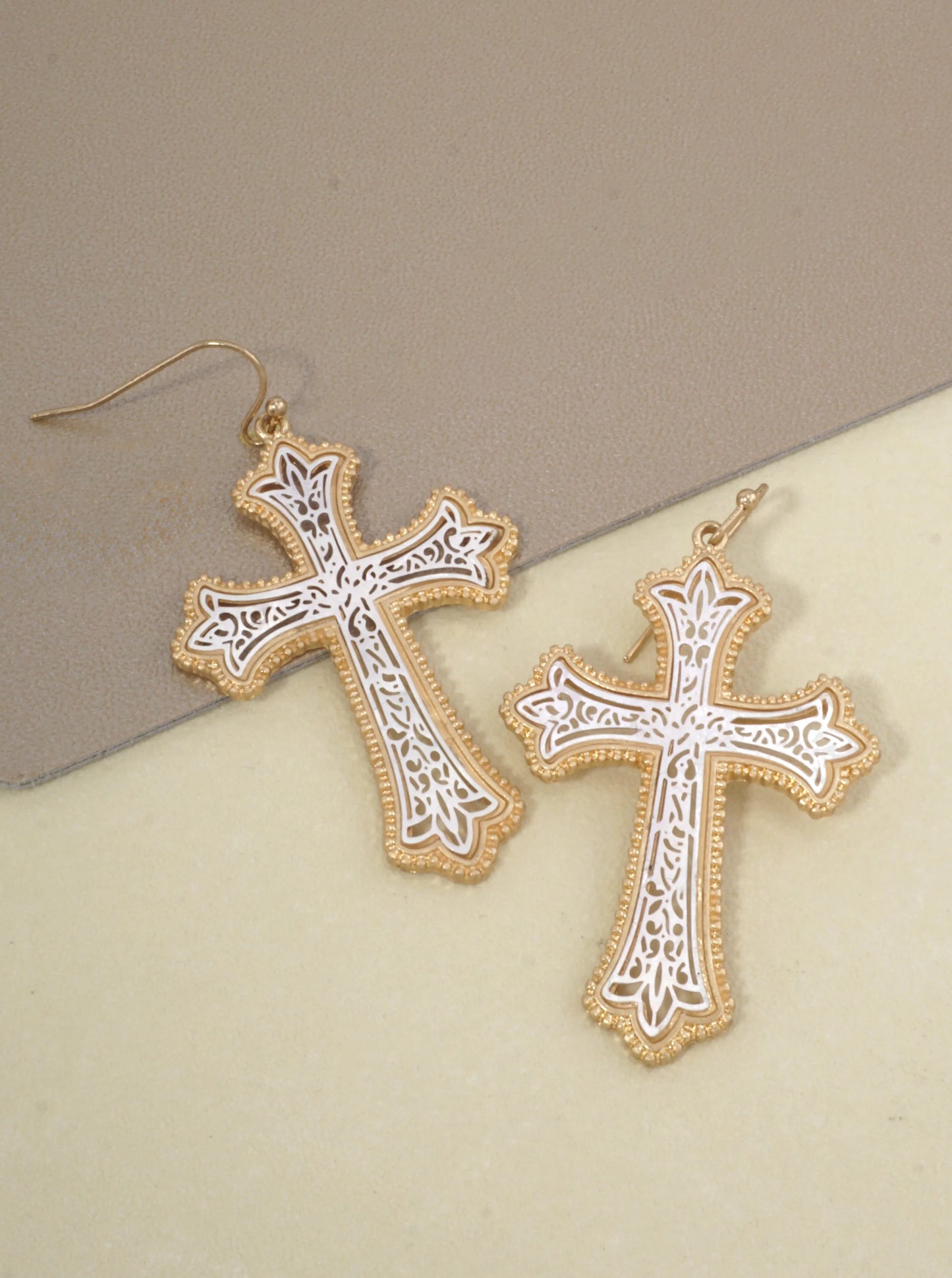 Filigree Cross Dangle Earrings