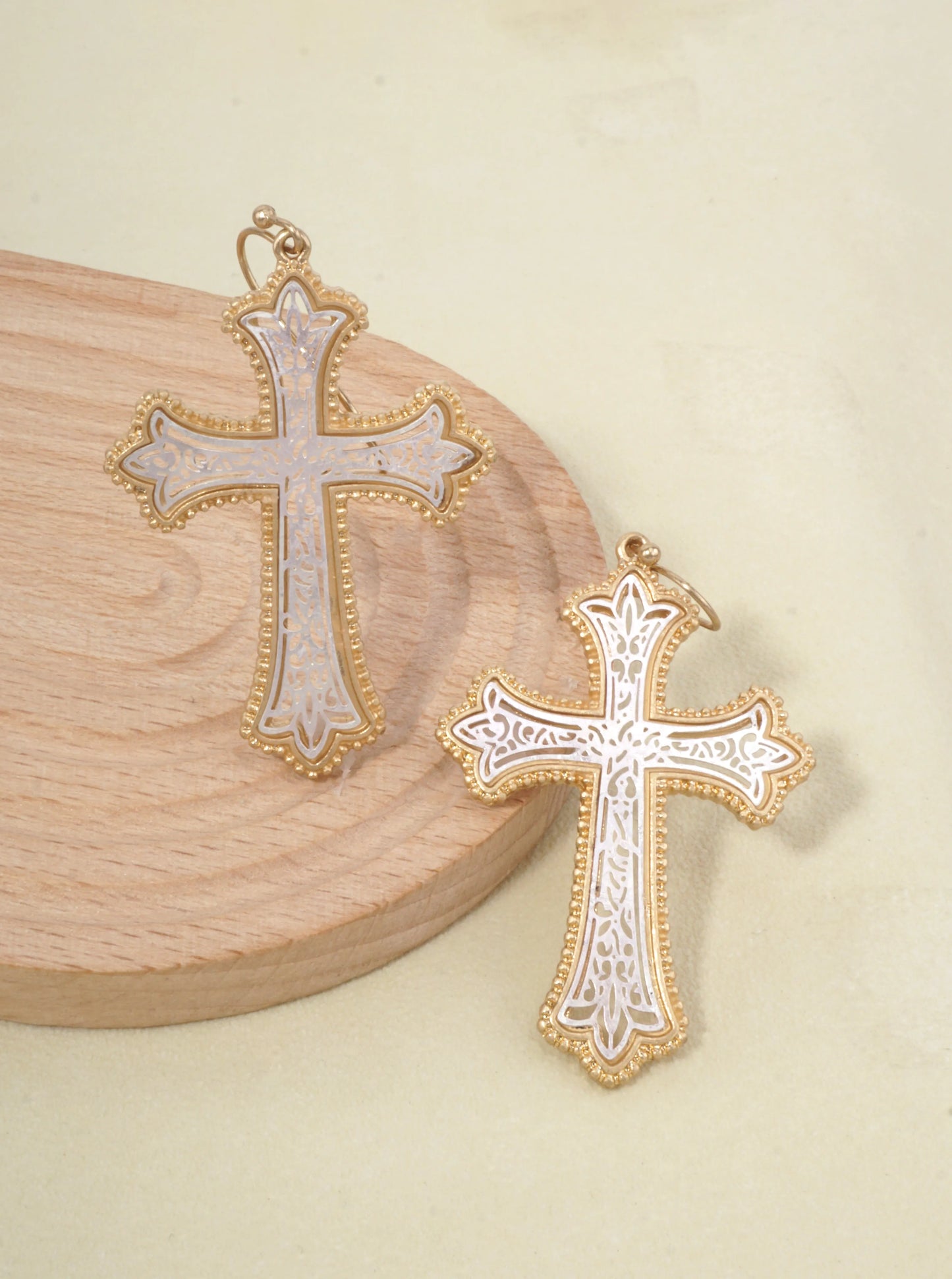 Filigree Cross Dangle Earrings