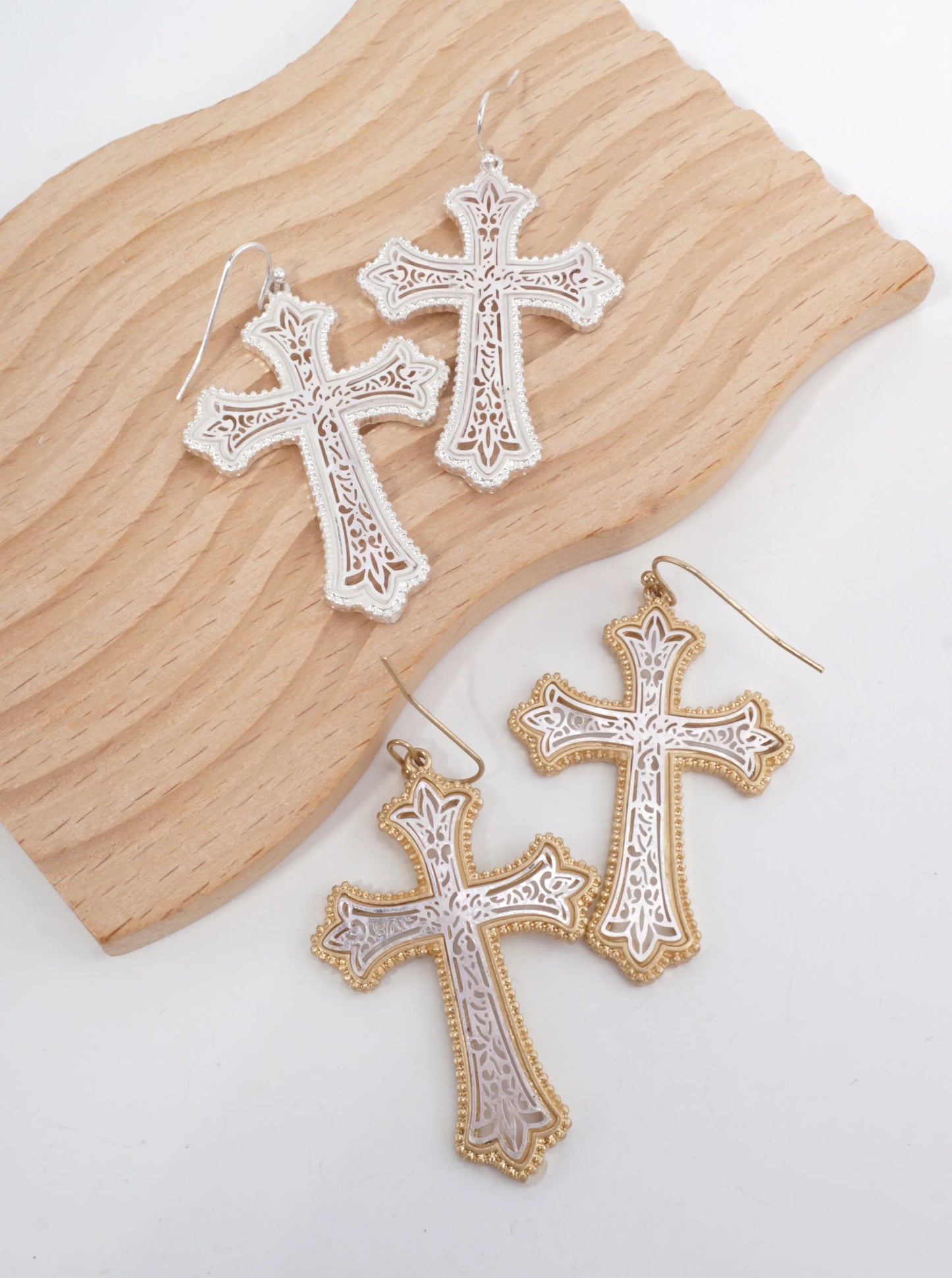 Filigree Cross Dangle Earrings