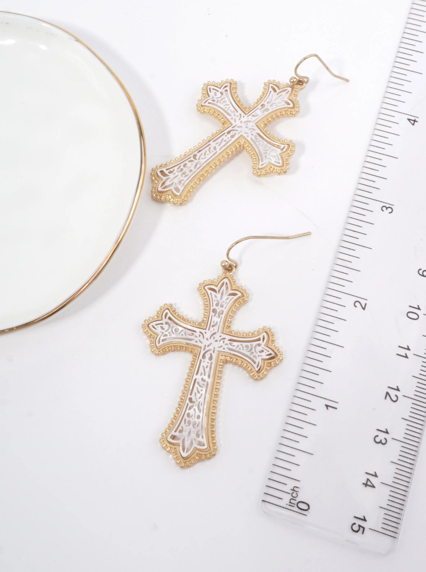 Filigree Cross Dangle Earrings