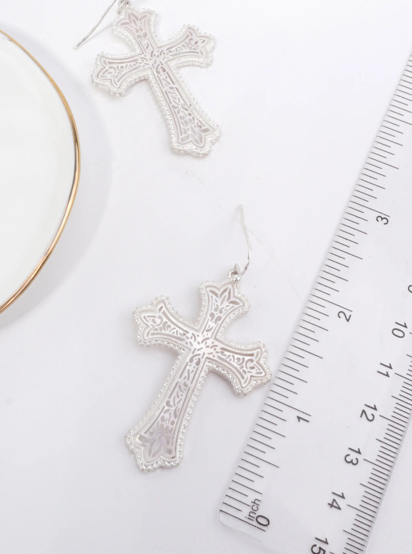 Filigree Cross Dangle Earrings