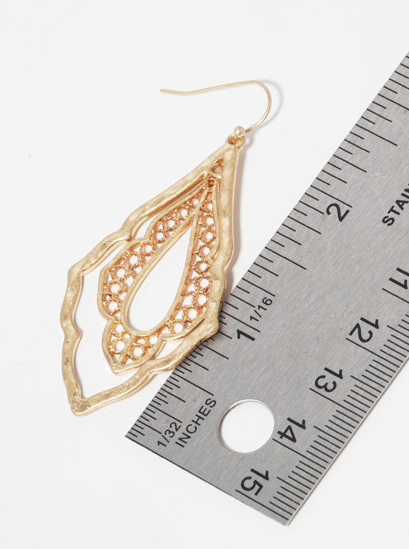 Filigree Ornate Shape Metal Drop Earrings