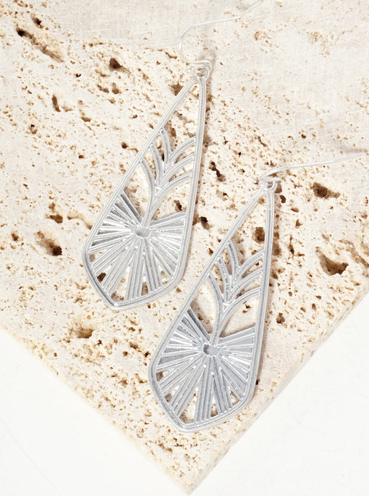 Filigree Textured Pointed Teardrop Earrings
