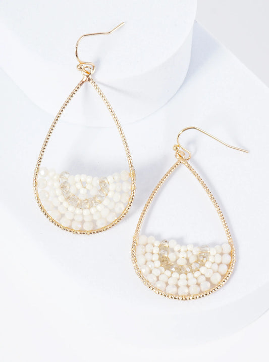 Filled With Various Glass Beads Teardrop Dangle Earrings